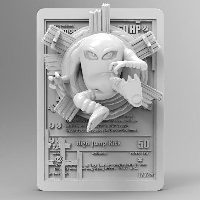 Hitmonlee 3D Pokemon Card Wall Art Resin Figure Display TCG Collectible