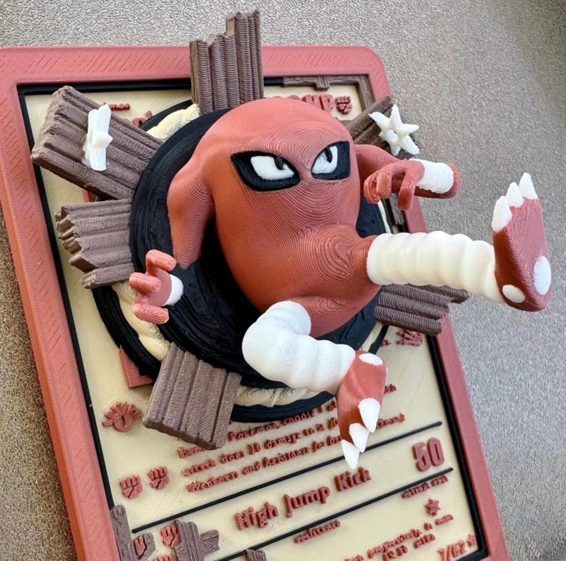 Hitmonlee 3D Pokemon Card Wall Art Resin Figure Display TCG Collectible