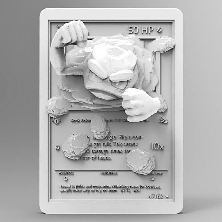 Geodude 3D Pokemon Card Wall Art Resin Figure Display TCG Collectible