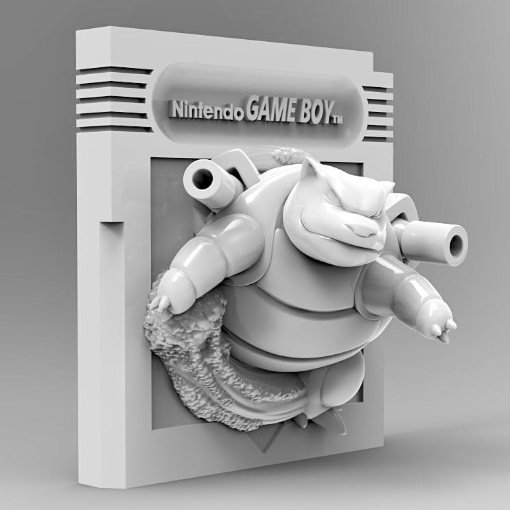 Blastoise Blue Game Boy Cartridge 3D Pokemon Resin Wall Art Display
