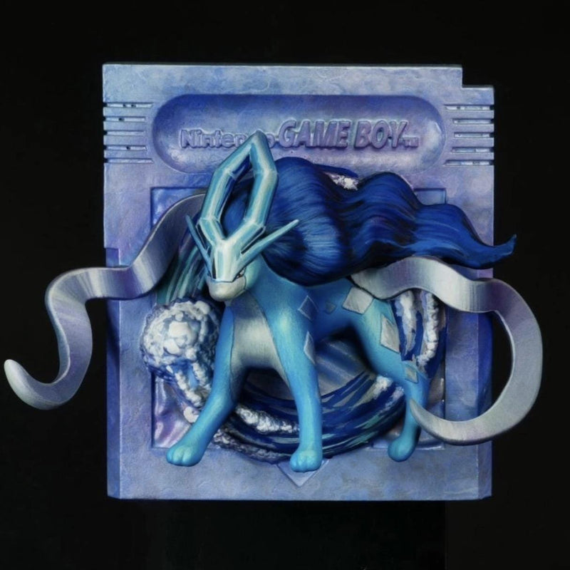 Soicune Crystal Game Boy Cartridge 3D Pokemon Resin Wall Art Display