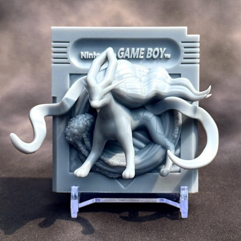 Soicune Crystal Game Boy Cartridge 3D Pokemon Resin Wall Art Display