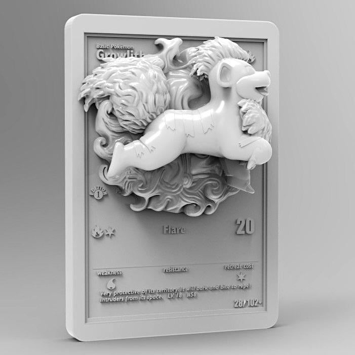 Growlithe 3D Pokemon Card Wall Art Resin Figure Display TCG Collectible