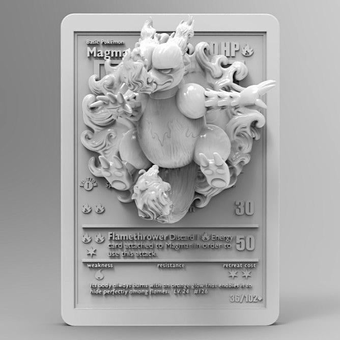 Magmar 3D Pokemon Card Wall Art Resin Figure Display TCG Collectible