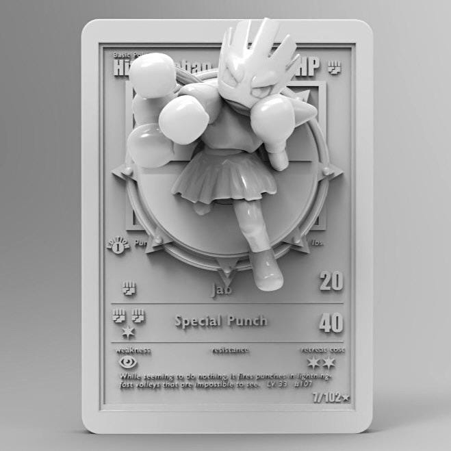 Hitmonchan 3D Pokemon Card Wall Art Resin Figure Display TCG Collectible