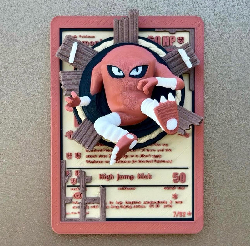 Hitmonlee 3D Pokemon Card Wall Art Resin Figure Display TCG Collectible