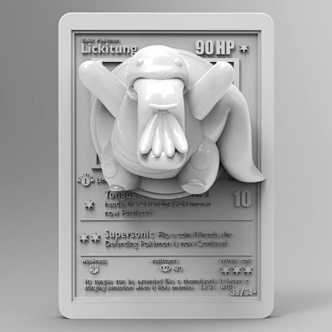 Lickitung 3D Pokemon Card Wall Art Resin Figure Display TCG Collectible