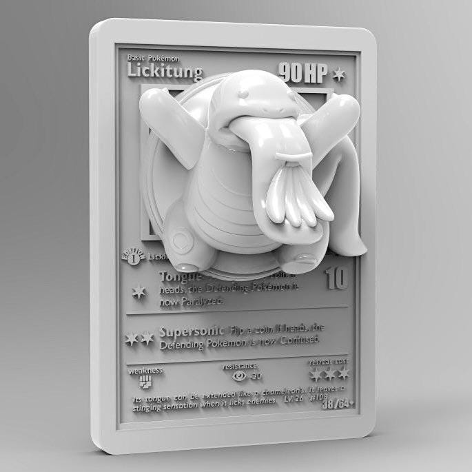 Lickitung 3D Pokemon Card Wall Art Resin Figure Display TCG Collectible