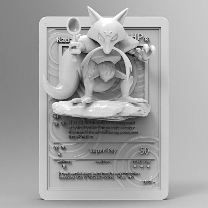 Kadabra 3D Pokemon Card Wall Art Resin Figure Display TCG Collectible