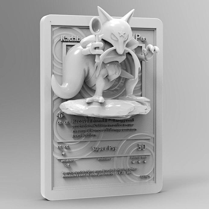 Kadabra 3D Pokemon Card Wall Art Resin Figure Display TCG Collectible