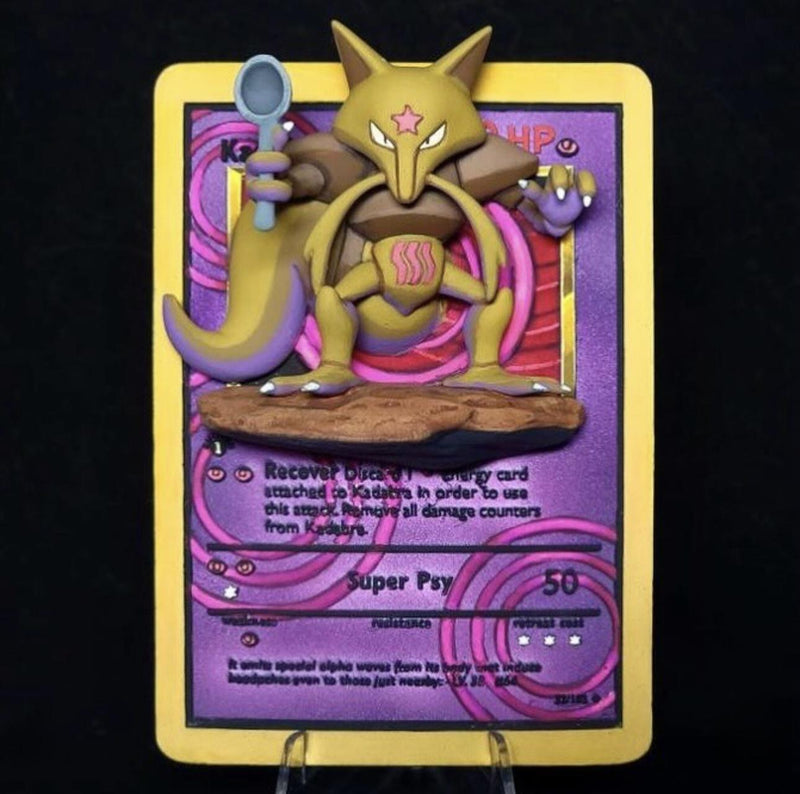 Kadabra 3D Pokemon Card Wall Art Resin Figure Display TCG Collectible