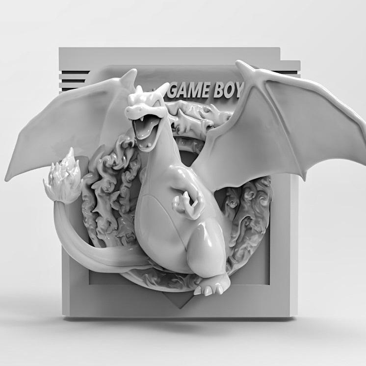 Charizard Red Game Boy Cartridge 3D Pokemon Resin Wall Art Display