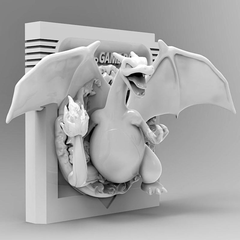 Charizard Red Game Boy Cartridge 3D Pokemon Resin Wall Art Display