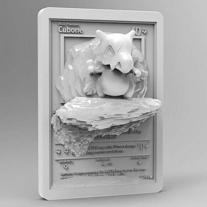 Cubone 3D Pokemon Card Wall Art Resin Figure Display TCG Collectible