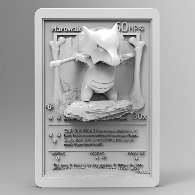Marowak 3D Pokemon Card Wall Art Resin Figure Display TCG Collectible