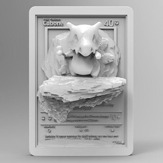 Cubone 3D Pokemon Card Wall Art Resin Figure Display TCG Collectible