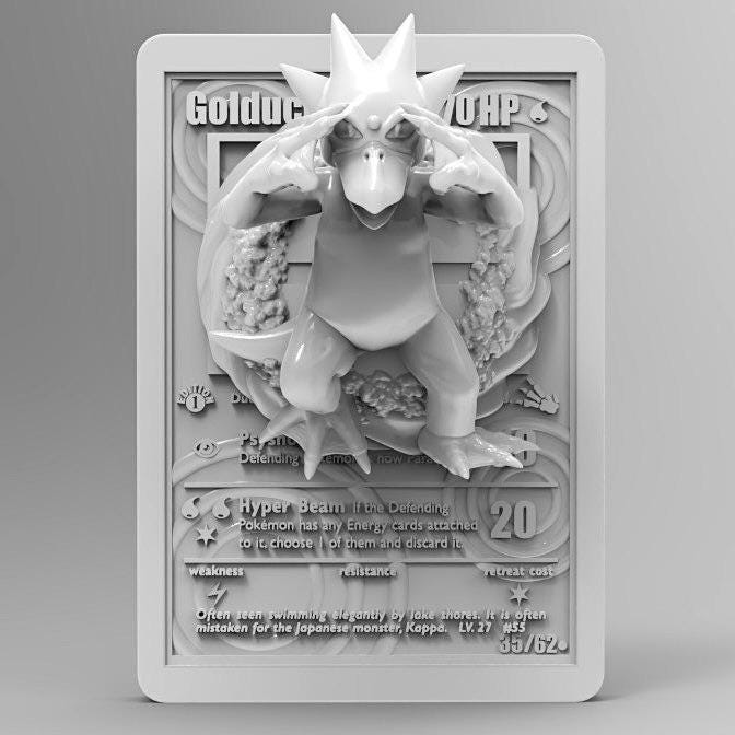 Golduck 3D Pokemon Card Wall Art Resin Figure Display TCG Collectible