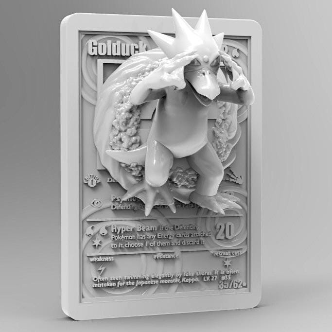 Golduck 3D Pokemon Card Wall Art Resin Figure Display TCG Collectible