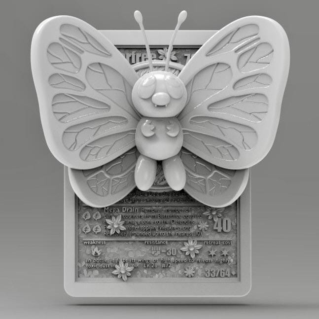 Butterfree 3D Pokemon Card Wall Art Resin Figure Display TCG Collectible