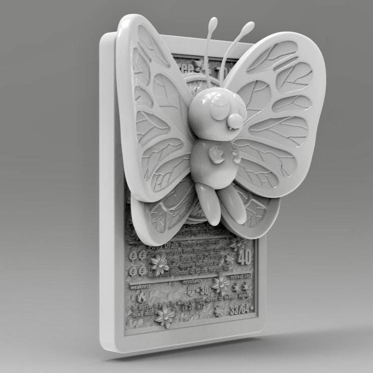 Butterfree 3D Pokemon Card Wall Art Resin Figure Display TCG Collectible