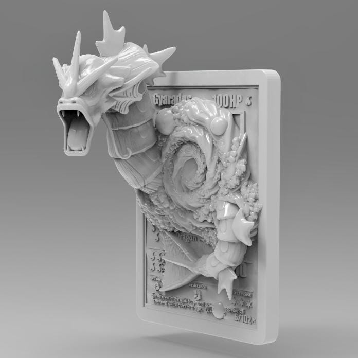Gyarados 3D Pokemon Card Wall Art Resin Figure Display TCG Collectible