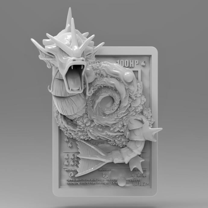 Gyarados 3D Pokemon Card Wall Art Resin Figure Display TCG Collectible