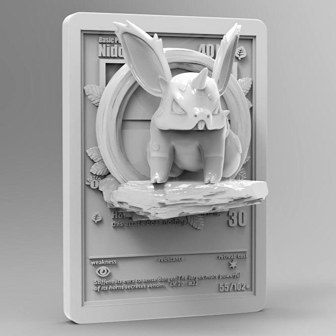 Nidoran 3D Pokemon Card Wall Art Resin Figure Display TCG Collectible