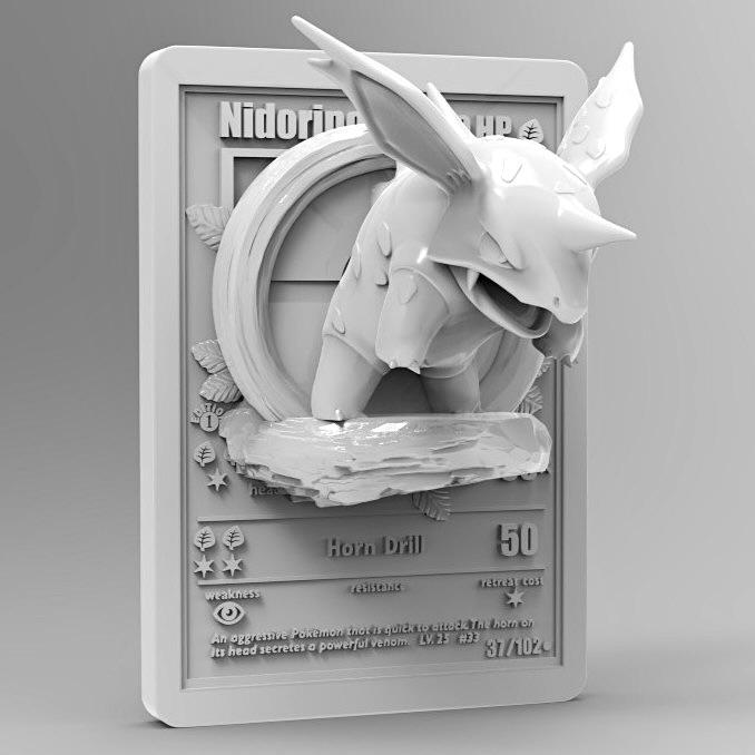 Nidorino 3D Pokemon Card Wall Art Resin Figure Display TCG Collectible