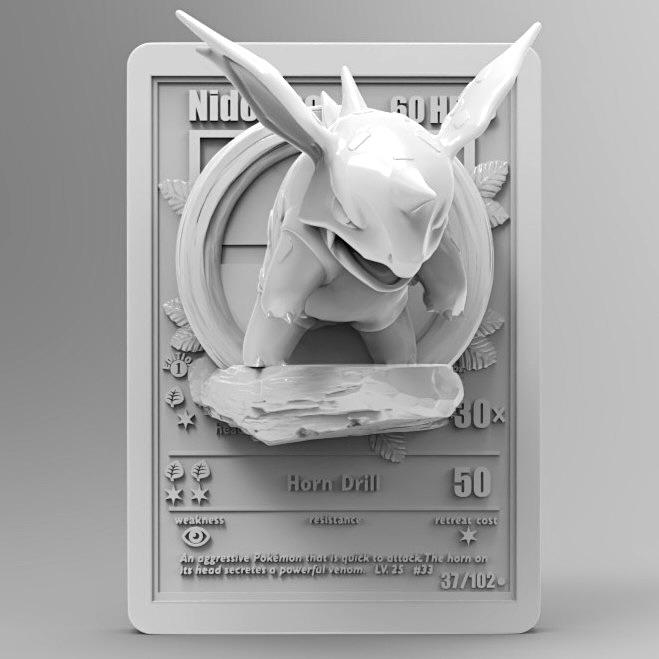 Nidorino 3D Pokemon Card Wall Art Resin Figure Display TCG Collectible