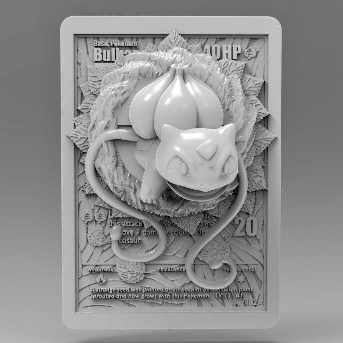 Bulbasaur V2 3D Pokemon Card Wall Art Resin Figure Display TCG Collectible