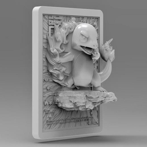 Charmander V2 3D Pokemon Card Wall Art Resin Figure Display TCG Collectible