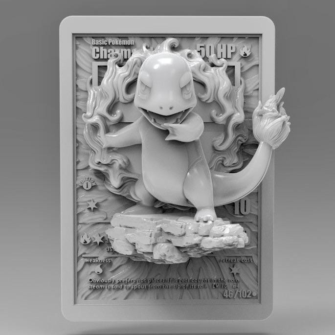 Charmander V2 3D Pokemon Card Wall Art Resin Figure Display TCG Collectible