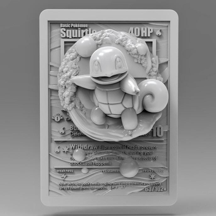 Squirtle V2 3D Pokemon Card Wall Art Resin Figure Display TCG Collectible