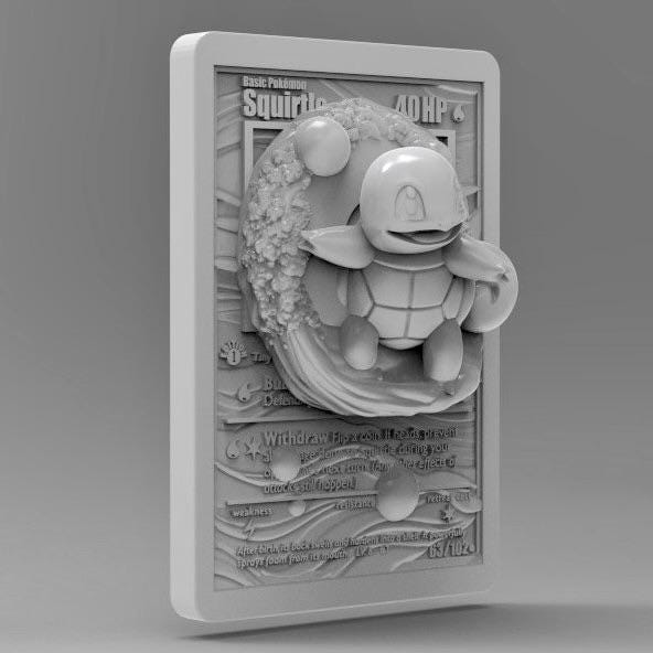 Squirtle V2 3D Pokemon Card Wall Art Resin Figure Display TCG Collectible
