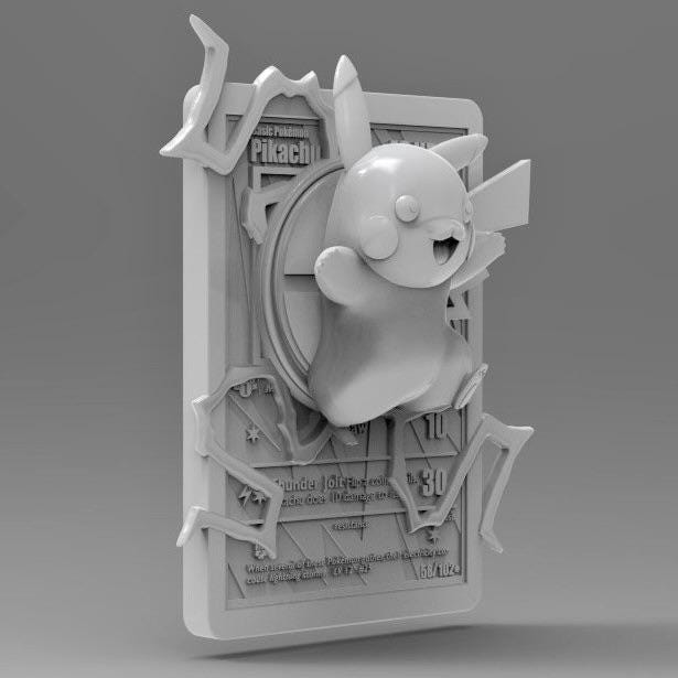 Pikachu V2 3D Pokemon Card Wall Art Resin Figure Display TCG Collectible