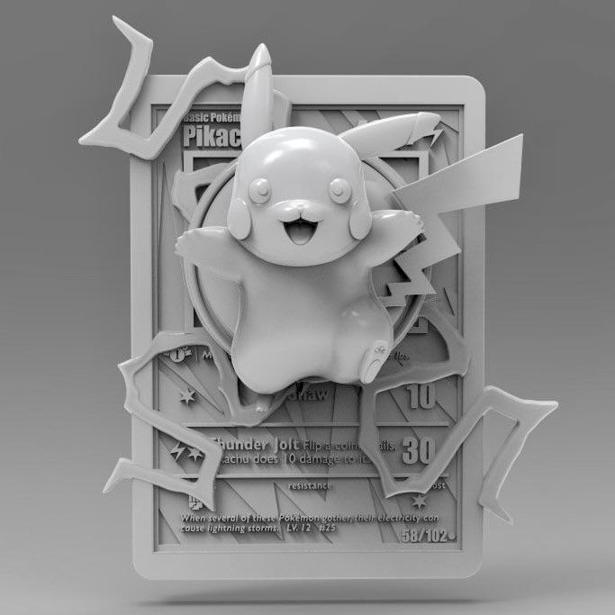 Pikachu V2 3D Pokemon Card Wall Art Resin Figure Display TCG Collectible