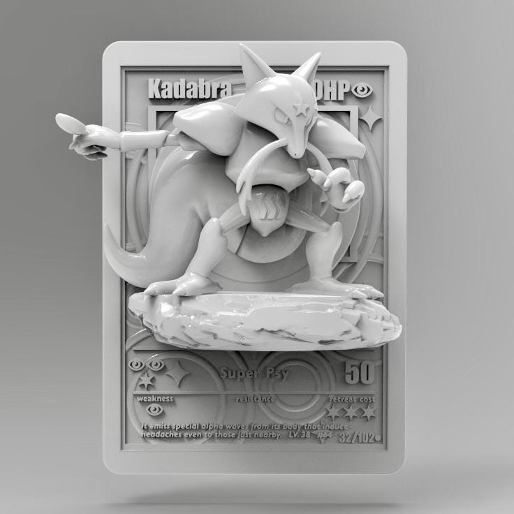 Kadabra V2 3D Pokemon Card Wall Art Resin Figure Display TCG Collectible
