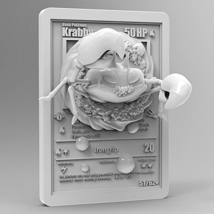 Krabby 3D Pokemon Card Wall Art Resin Figure Display TCG Collectible