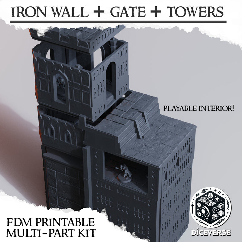 Iron Wall Gate & Towers Scenery | Trench Grimdark | Diceverse