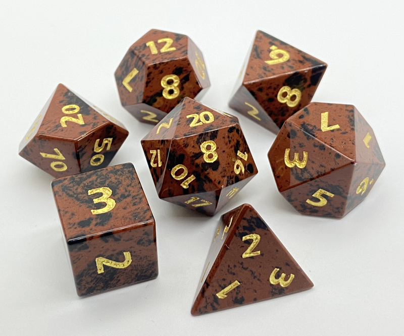 Mahogany Obsidian | Gemstone Dice | 7 Piece Set