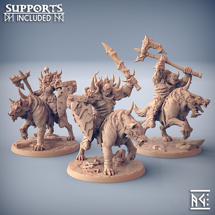 Frostmetal Worg Rider Miniatures | Frostmetal Clan | Fantasy D&D Miniature | Artisan Guild