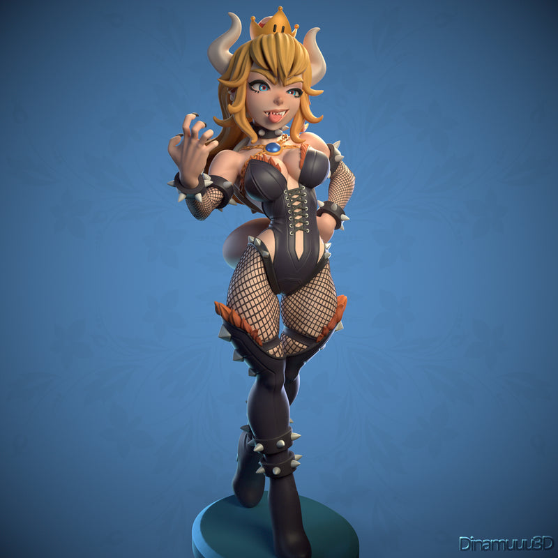 Bowsette | Pin-Up Statue Fan Art Miniature Unpainted | Dinamuu3D