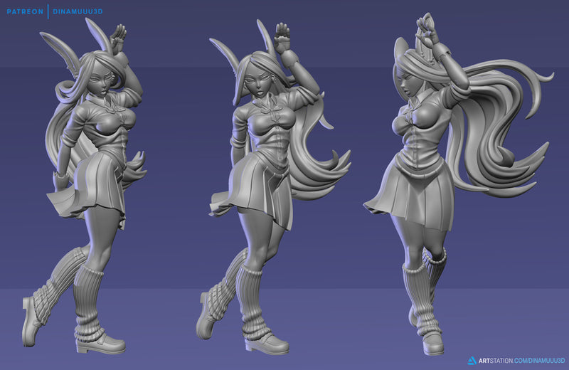 Rabbit Hero Uniform | Pin-Up Statue Fan Art Miniature Unpainted | Dinamuu3D