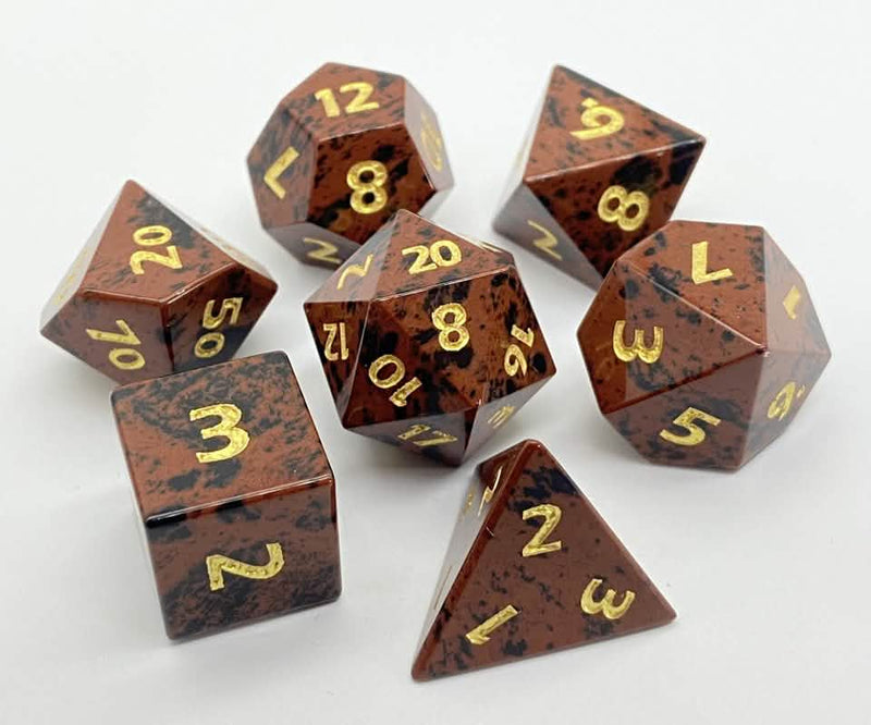 Mahogany Obsidian | Gemstone Dice | 7 Piece Set