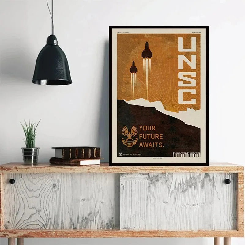 Halo Retro Styled | TV Movie Poster Canvas Wall Art | Unframed