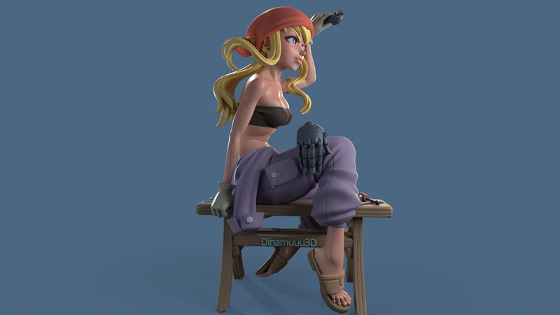 Mechanic Girl | Pin-Up Statue Fan Art Miniature Unpainted | Dinamuu3D