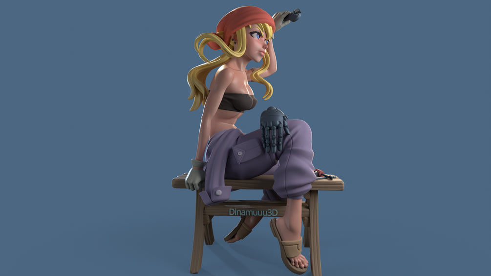 Mechanic Girl | Pin-Up Statue Fan Art Miniature Unpainted | Dinamuu3D