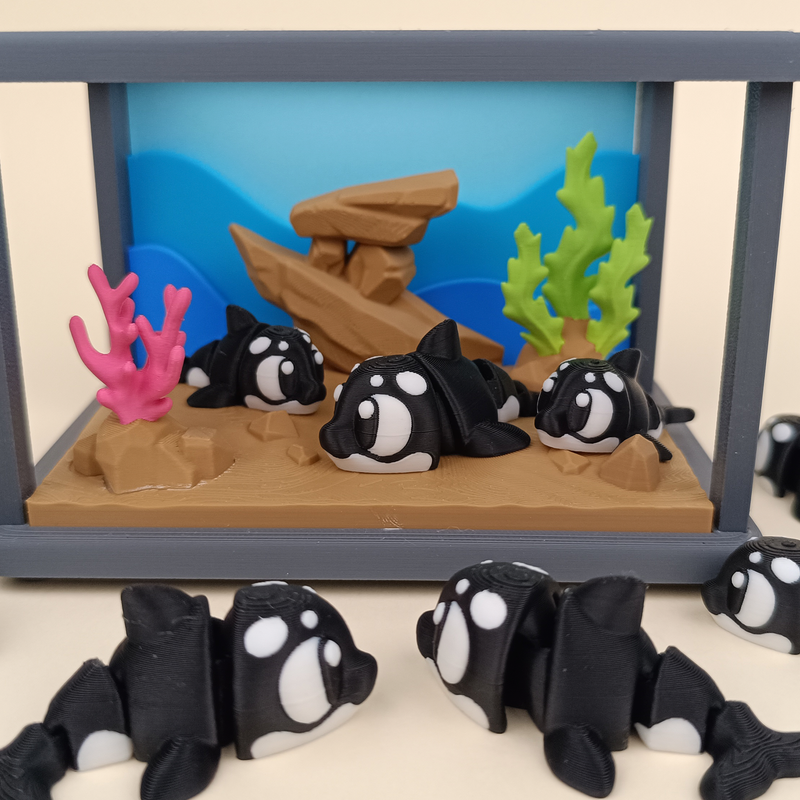 3D Printed Flexi Killer Whale | Orca Fidget Toy | Desk Buddy | Articulated Whale Keychain | Ocean Animal Gift