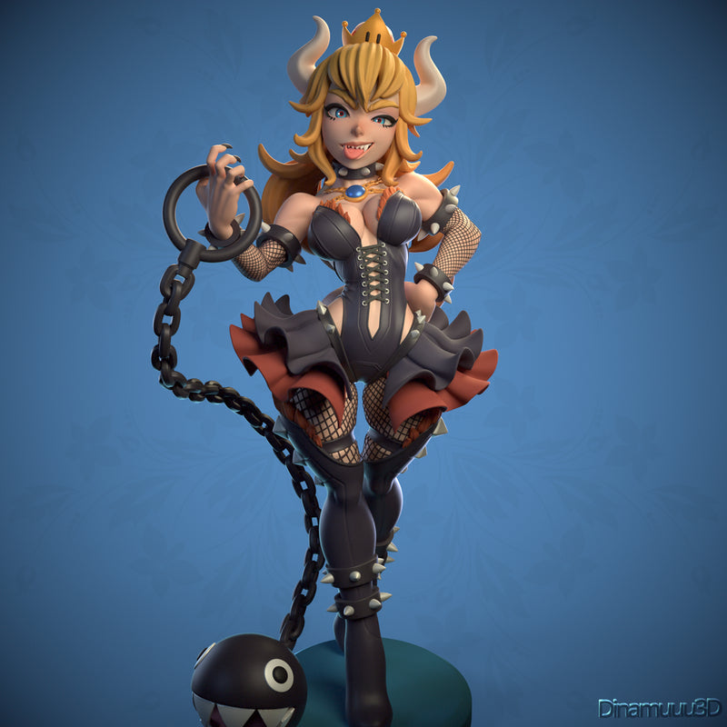 Bowsette | Pin-Up Statue Fan Art Miniature Unpainted | Dinamuu3D