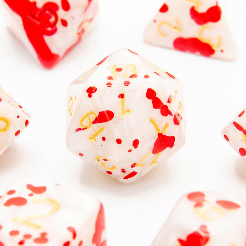 Bloodstained Ivory | Soft Edge Dice | Acrylic | 7 Piece Set